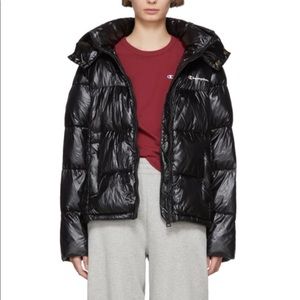 CHAMPION REVERSE WEAVE black padded funnel neck jacket